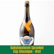 Bottle of Babylonstoren Spankel Cap Classique Brut on a white background