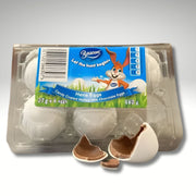 Packaged chocolate eggs with a Beacon label on a white background