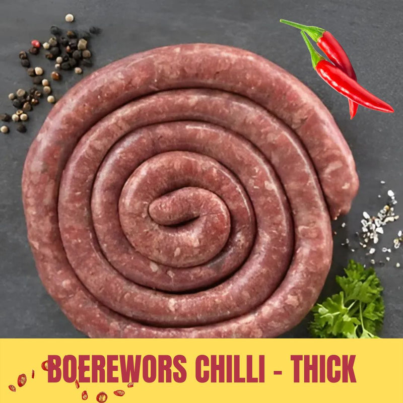 Boerewors - Chilli on a slate surface