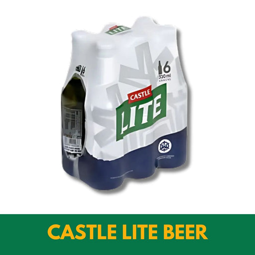 A six pack of Castle Lite Beer
