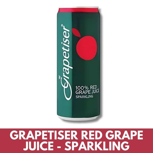 Grapetiser red grape juice can on a white background