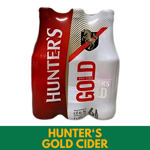 A six pack of Hunter's Gold Cider