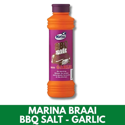 Bottle of Marina Braai BBQ Salt Garlic on a white background