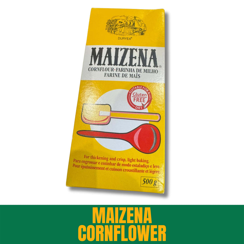 Maizena cornflour packaging with a yellow background