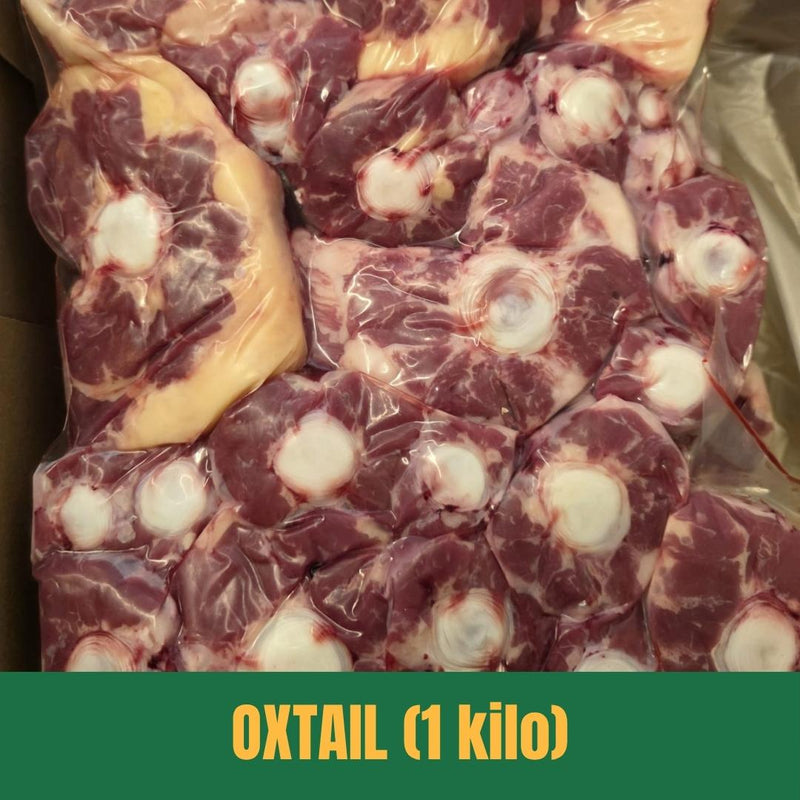 Packaged oxtail with visible text indicating weight