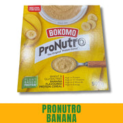 Bokomo Pronutro Banana protein cereal package on a white background