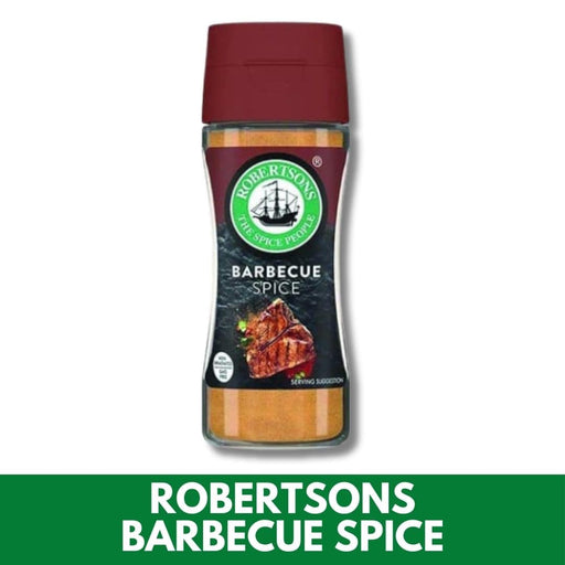 Bottle of Robertsons Barbecue Spice on a white background