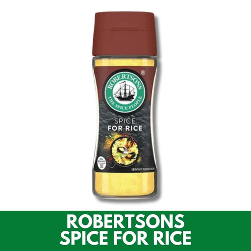 Bottle of Robertsons Spice for Rice on a white background