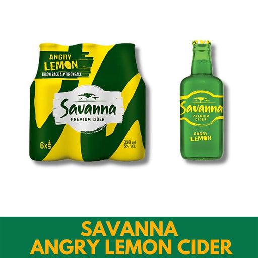 A six pack of Savanna Angry Lemon Premium Cider