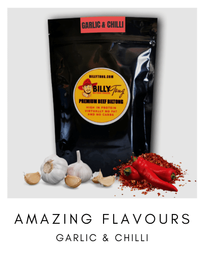 Garlic & Chilli biltong, a subtle mixture of two popular spices